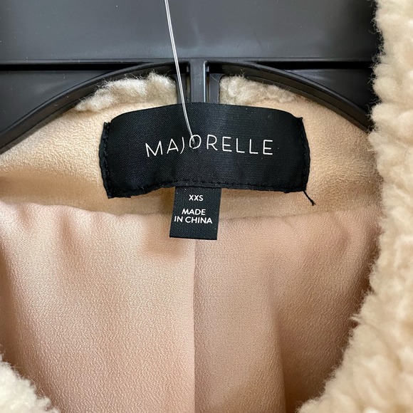 REVOLVE Majorelle Cropped Sherpa Collar Suede Bomber Jacket Sand Beige Size XXS - Picture 7 of 12